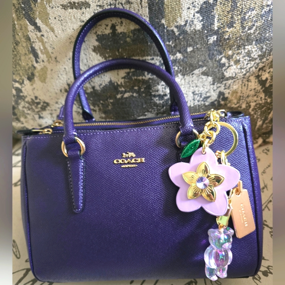 Coach Purple Satchel with Flower Charm
